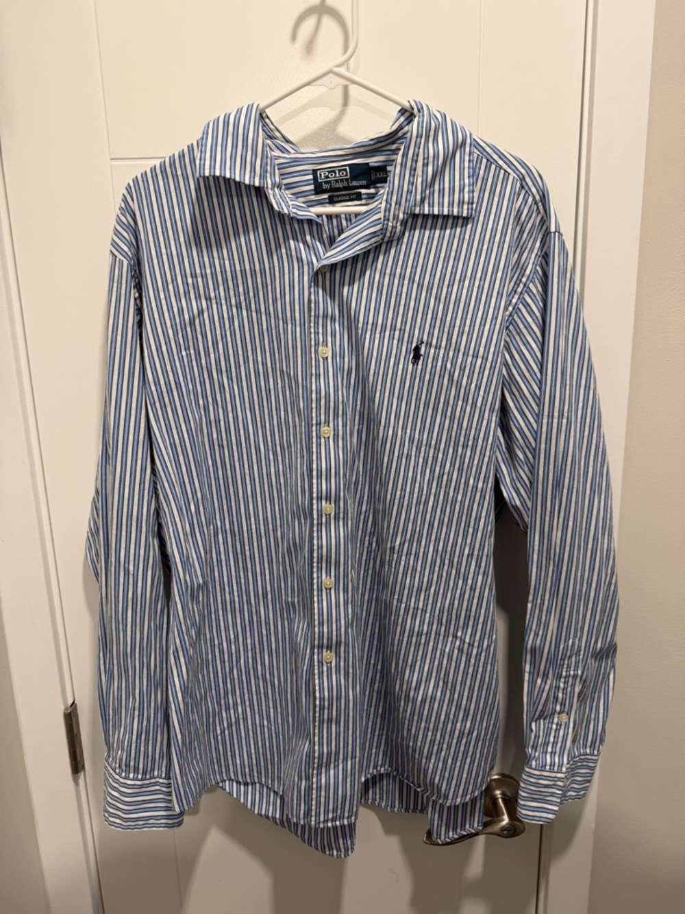 Ralph Lauren Blue & White Striped Button-Down Shirt